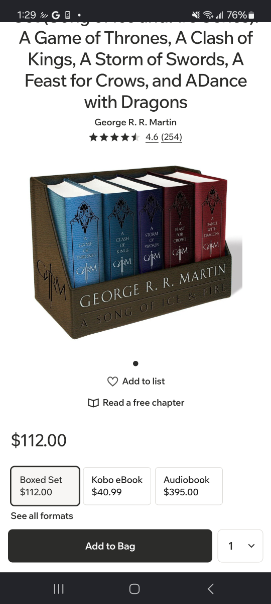 GRRM Game of Thrones / ASOIAF collectors leather bound box set - photo 5