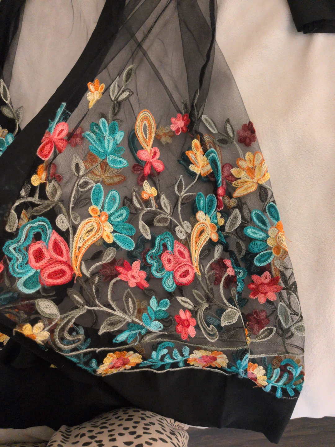 Alina's Exclusives Black Embroidered Sheer Kimono - photo 2
