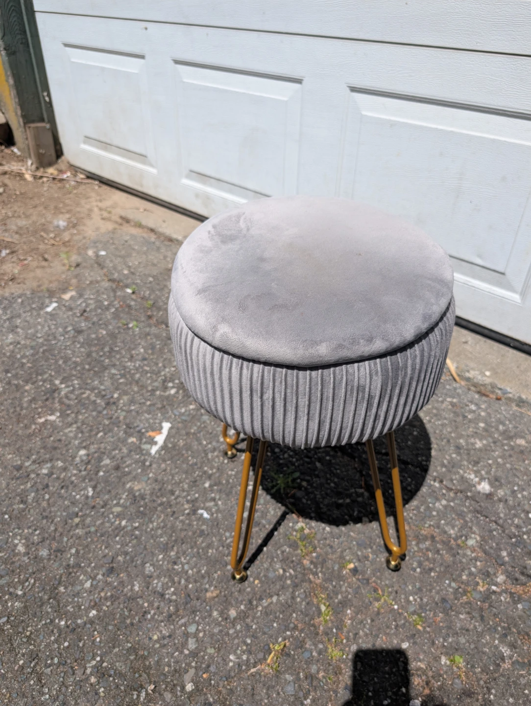 ⚽Grey Velvet Storage Ottoman Stool - photo 4