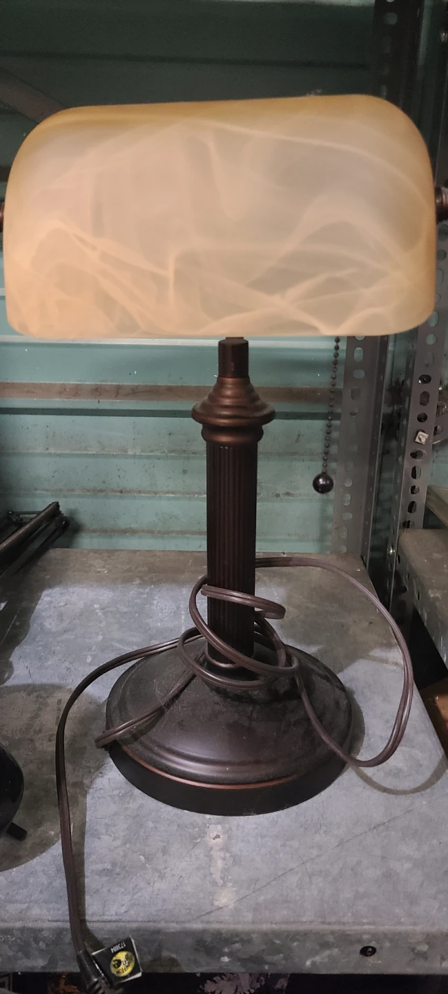 Desk Lamp with Amber Glass Shade - photo 2