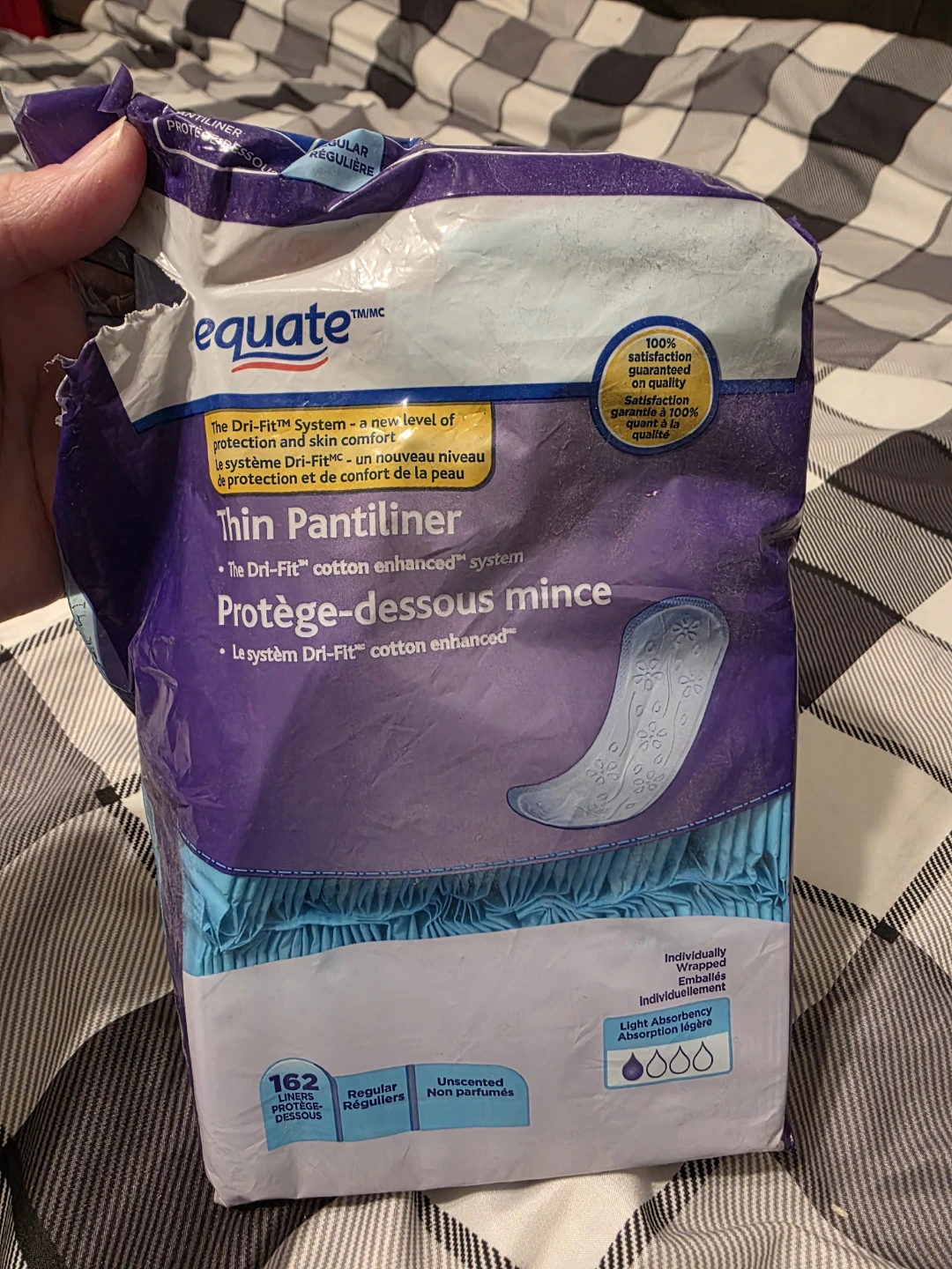 Open package of pantiliners