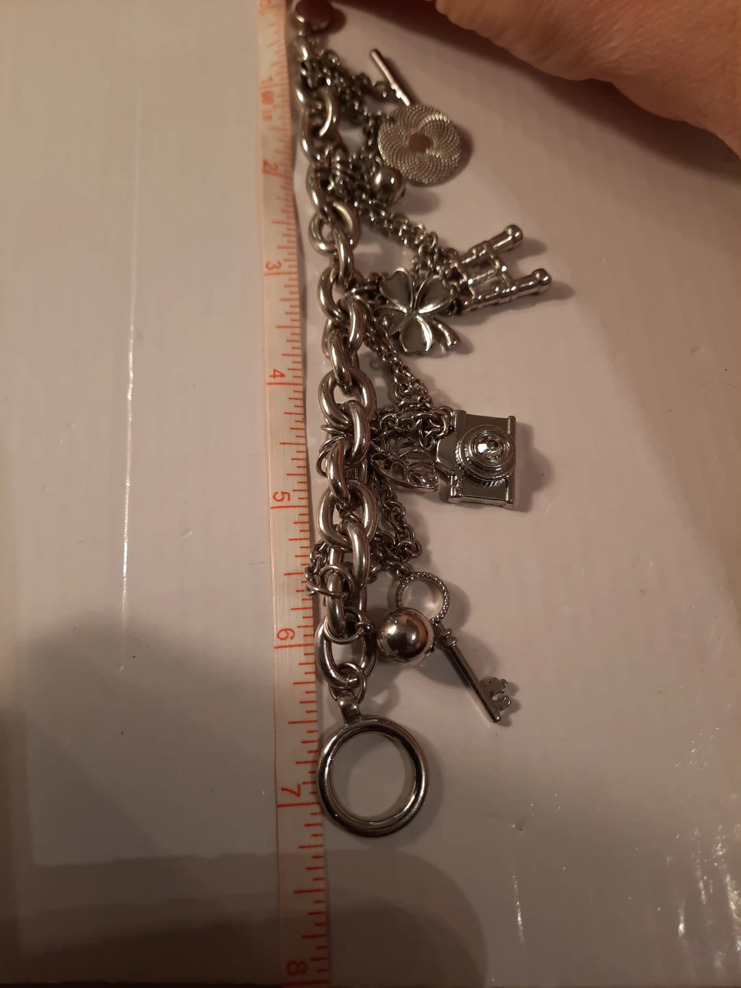 Silver Charm Bracelet with Camera, Clover, Key and Cannon Charms - photo 4