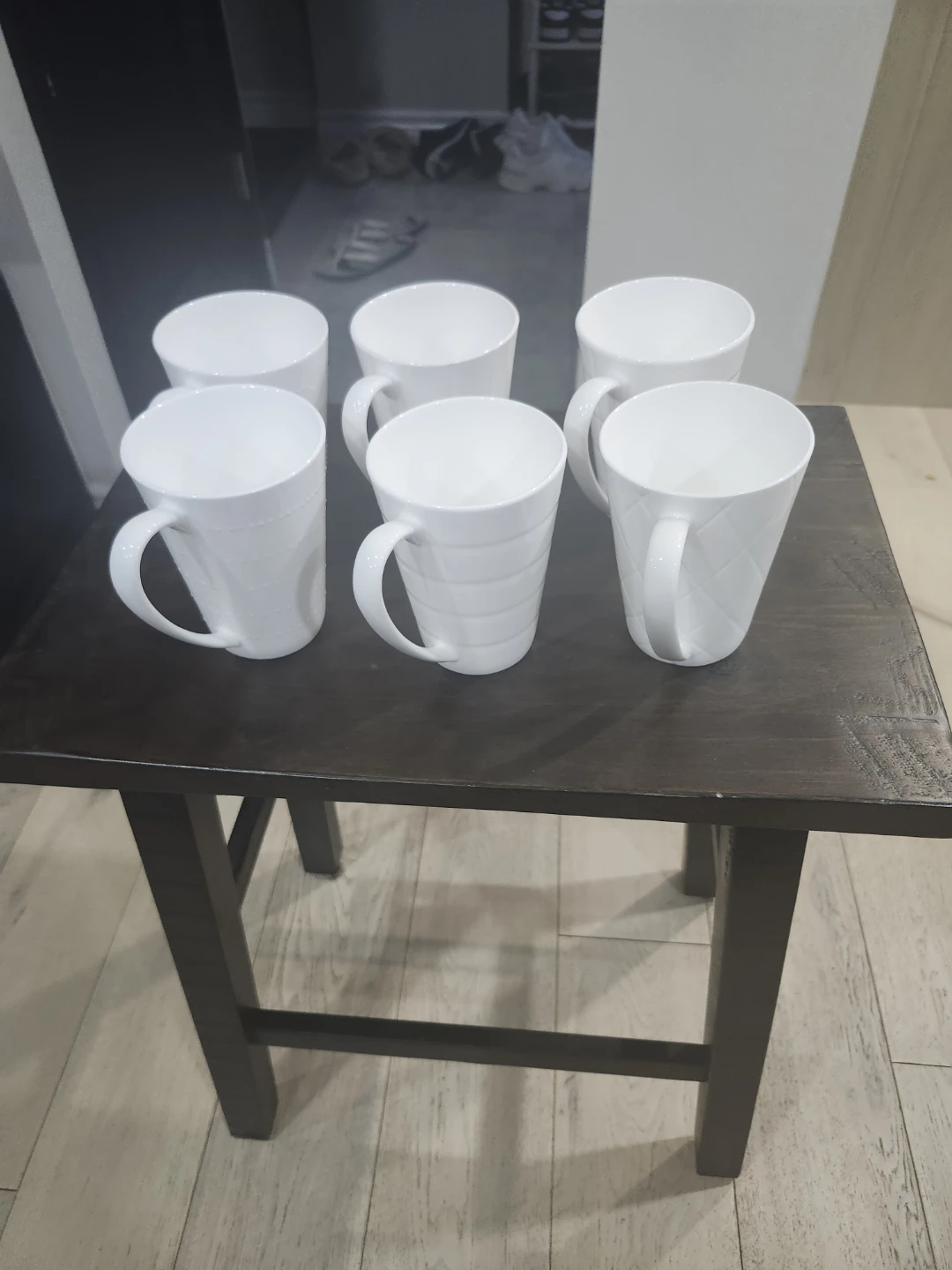 Set of 6 White Ceramic Mugs