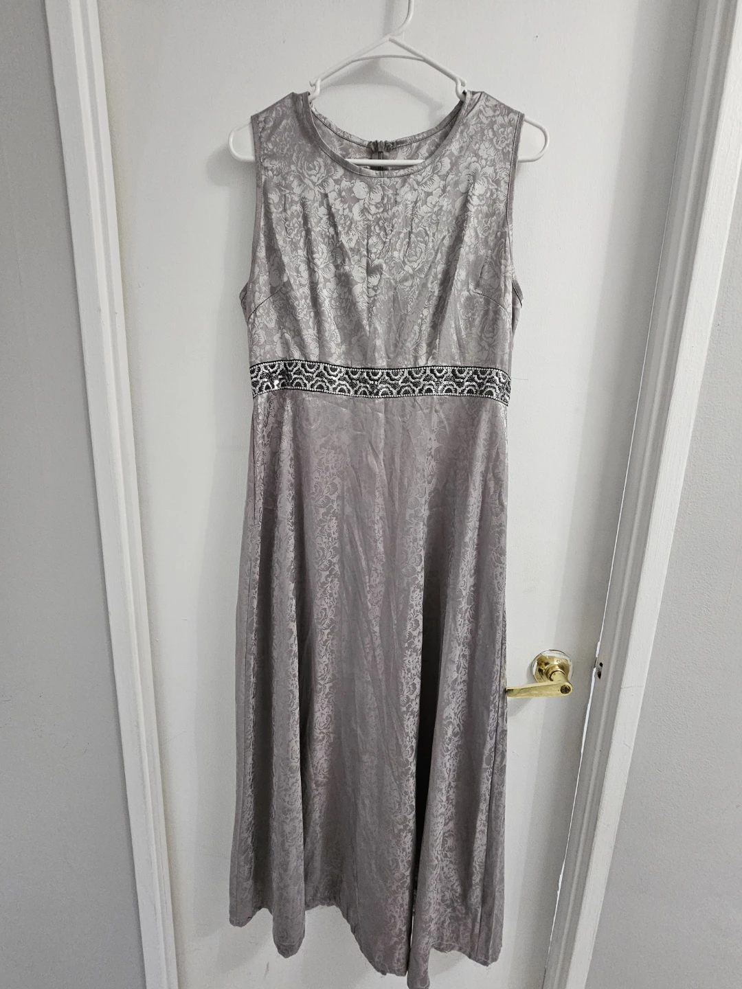 Silver Lace Detail Maxi Dress