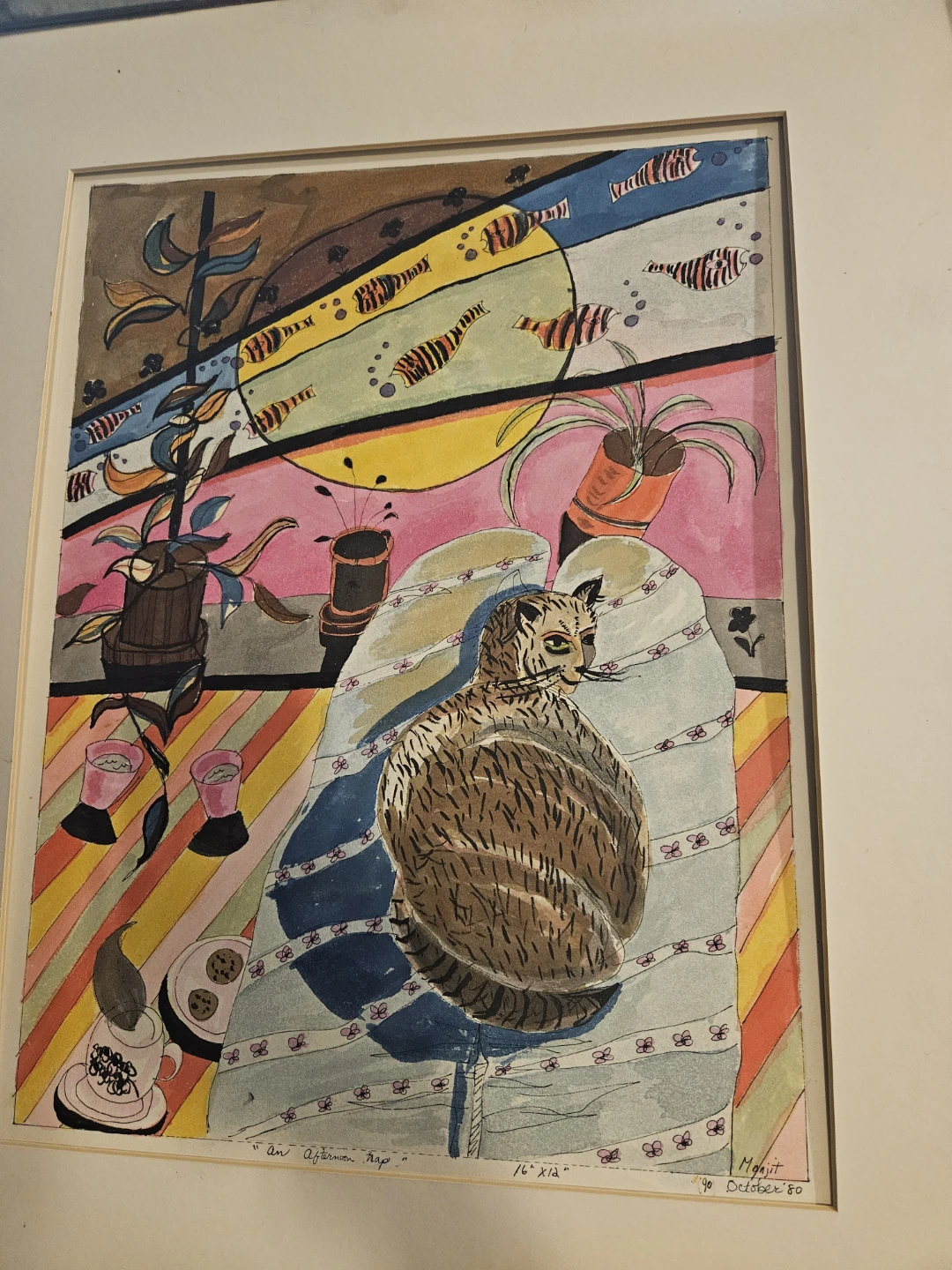Framed Watercolor Painting - "An Afternoon Nap" - photo 3