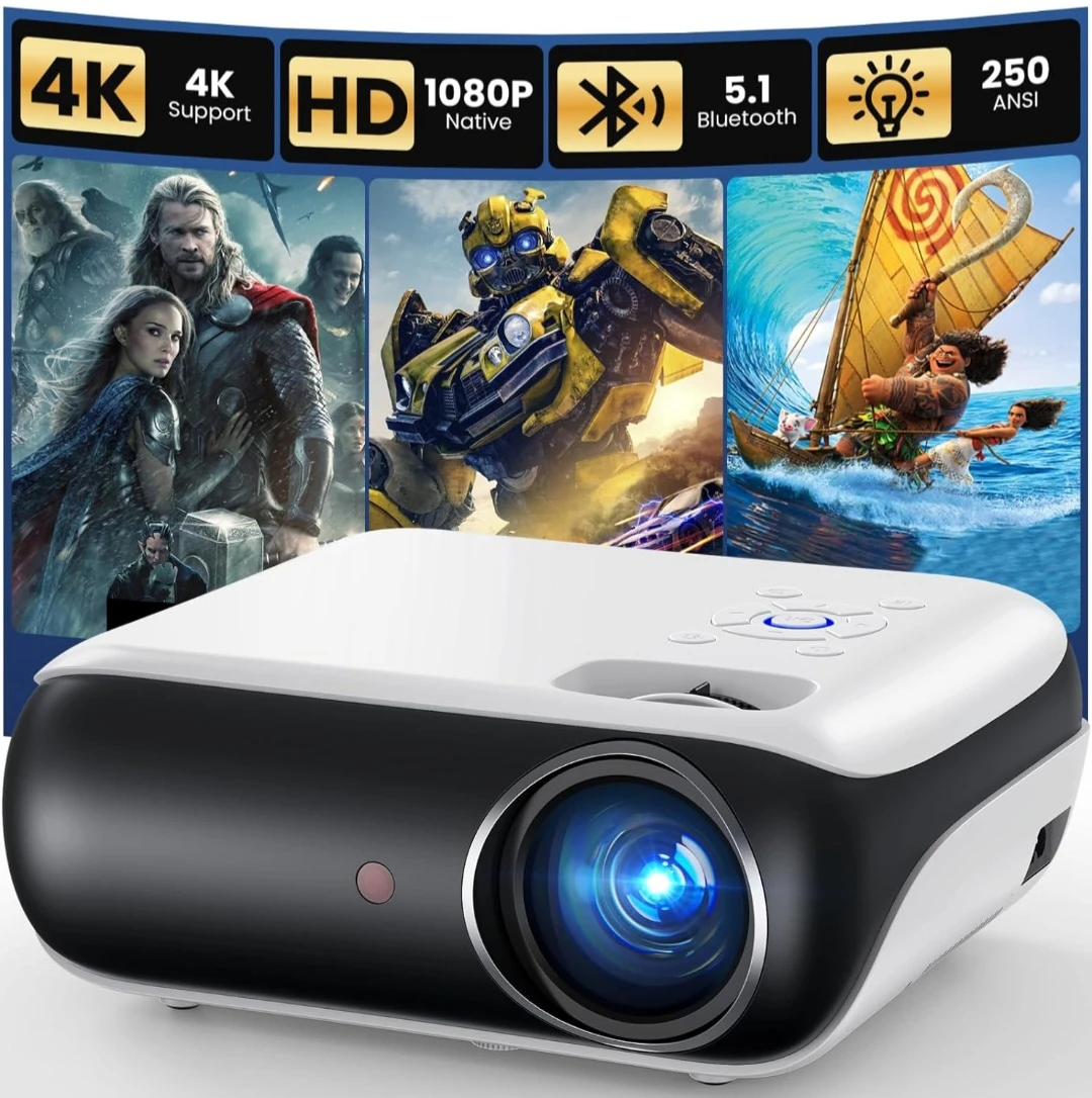 Happrun Video Projector H1 4K Support, 1080P Native