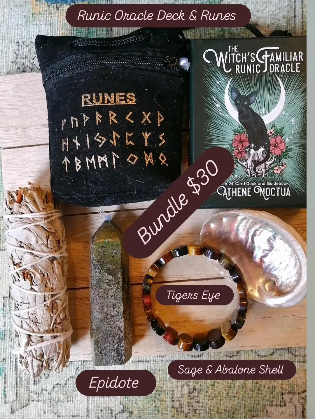 Runes + Crystals + Oracle Deck