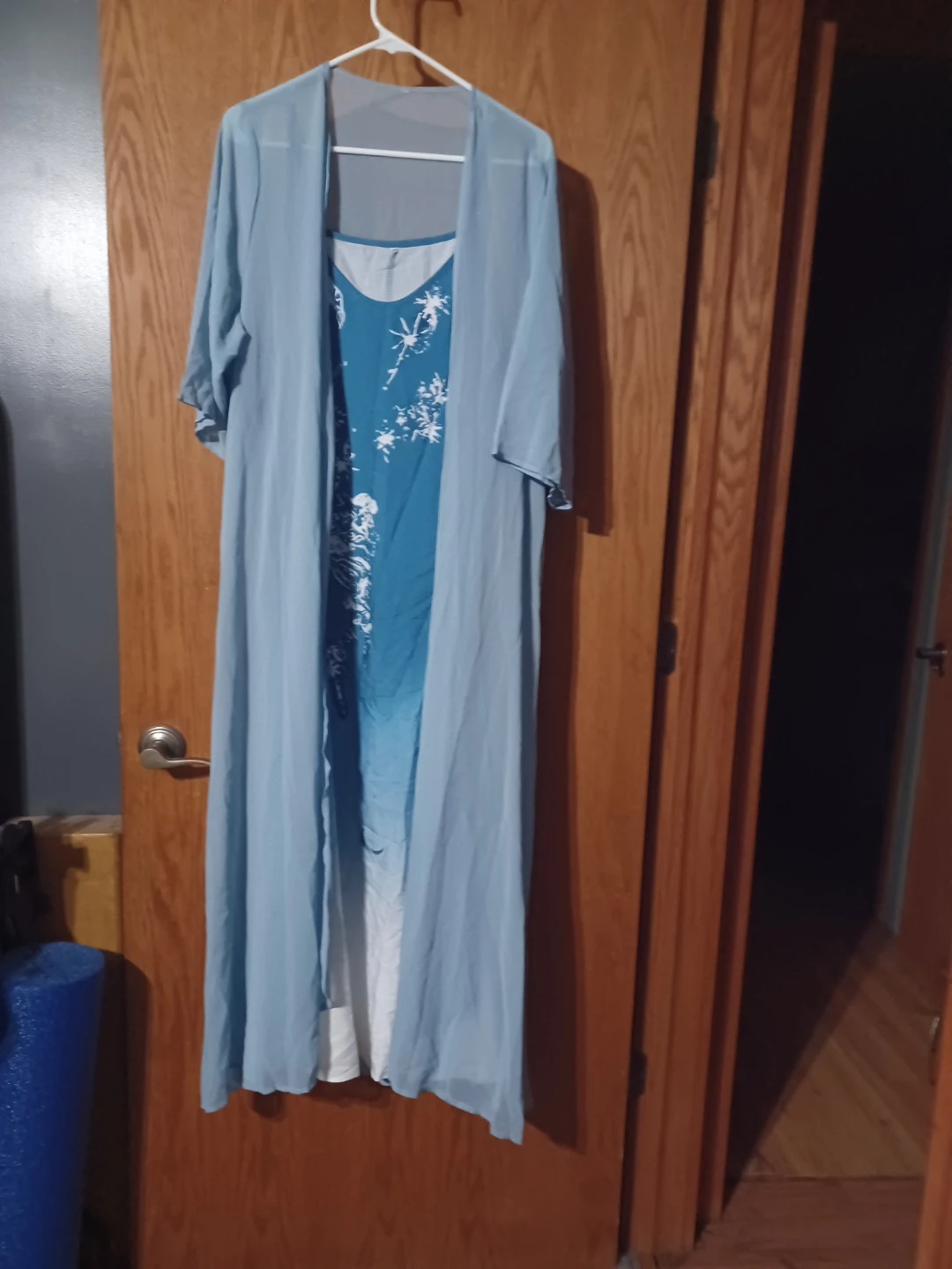 Women's Blue Ombre Maxi Dress with Sheer Kimono - photo 2