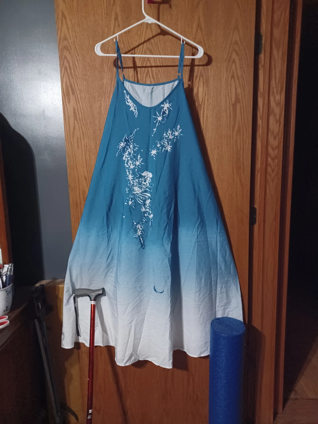Women's Blue Ombre Maxi Dress with Sheer Kimono - photo 5