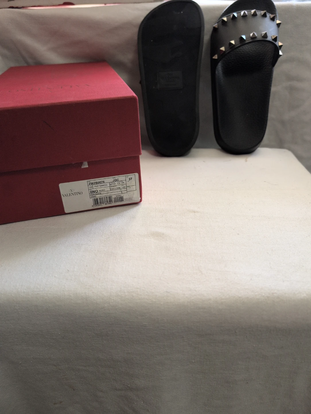 Valentino Garavani Black Studded Slides with Box - photo 3