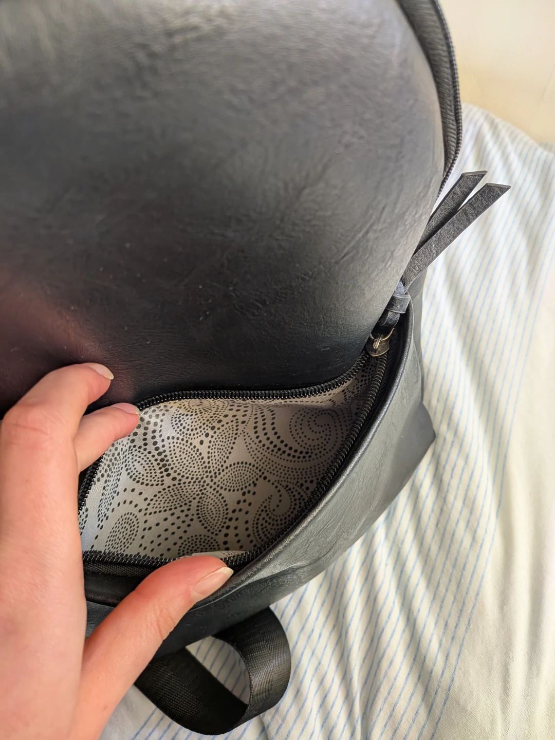 Black Faux Leather Mini Backpack - photo 5