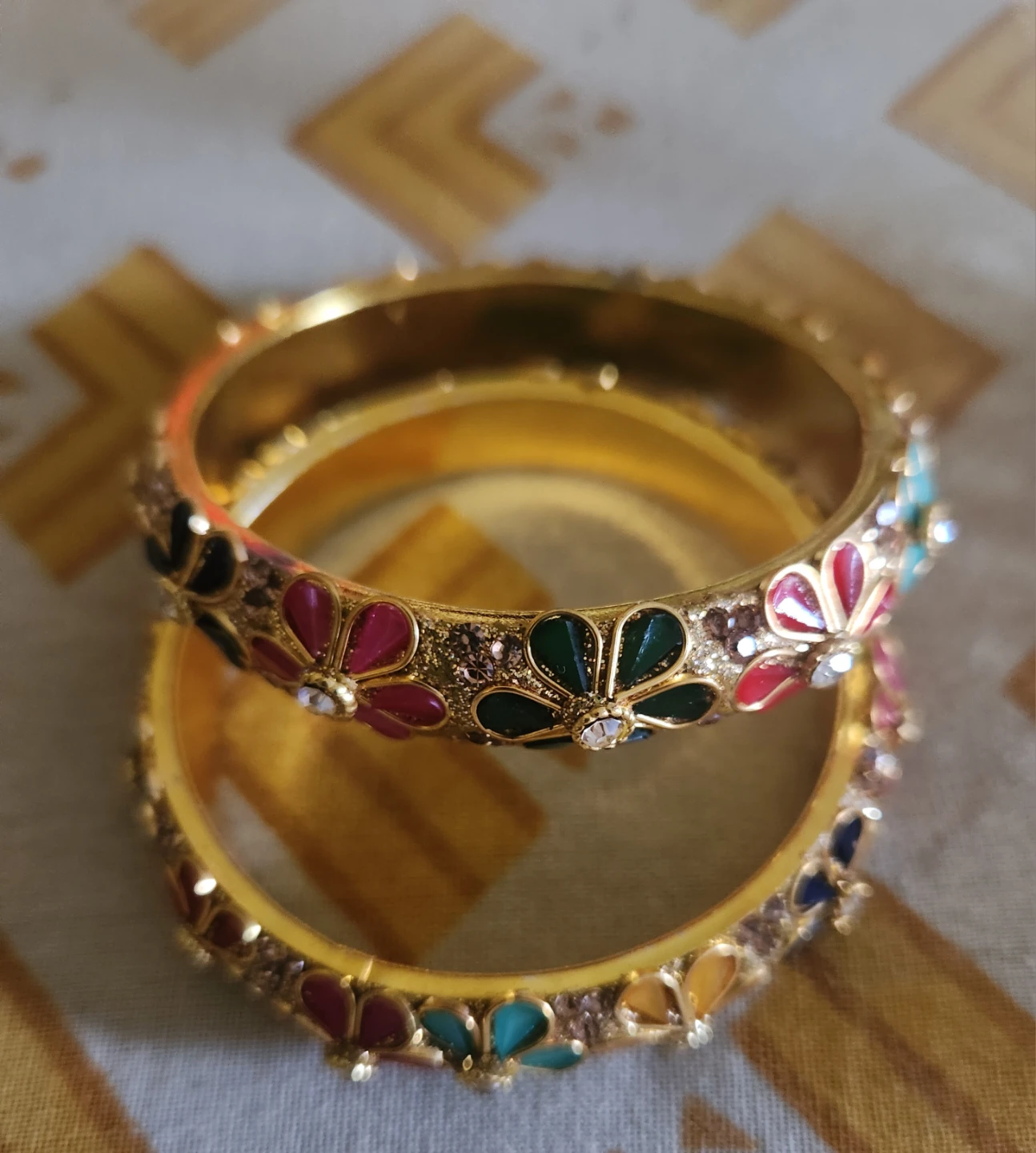 Set of 2 Jaipuri Bangles with colourful stones ⚽ - photo 2