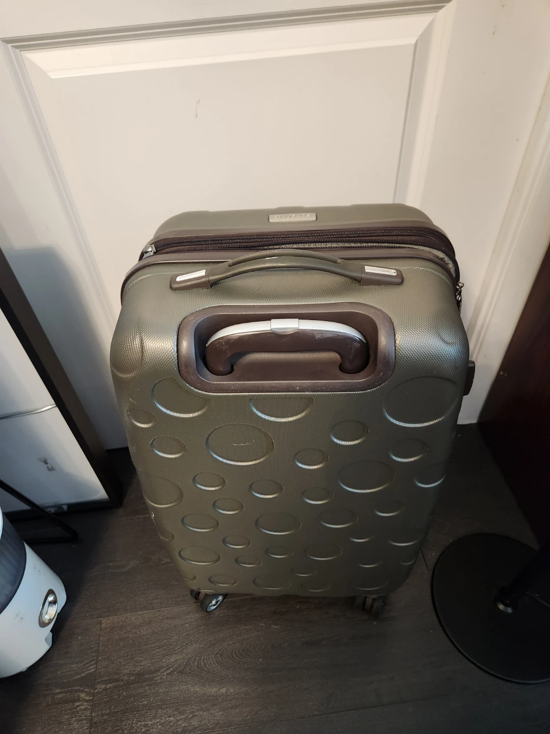 Green Textured Hardshell Spinner Luggage