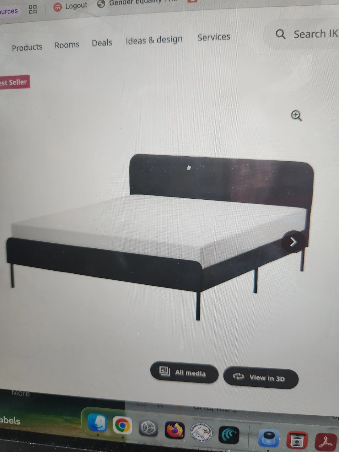 IKEA Stattum fabric headboard Full size bed frame - photo 2