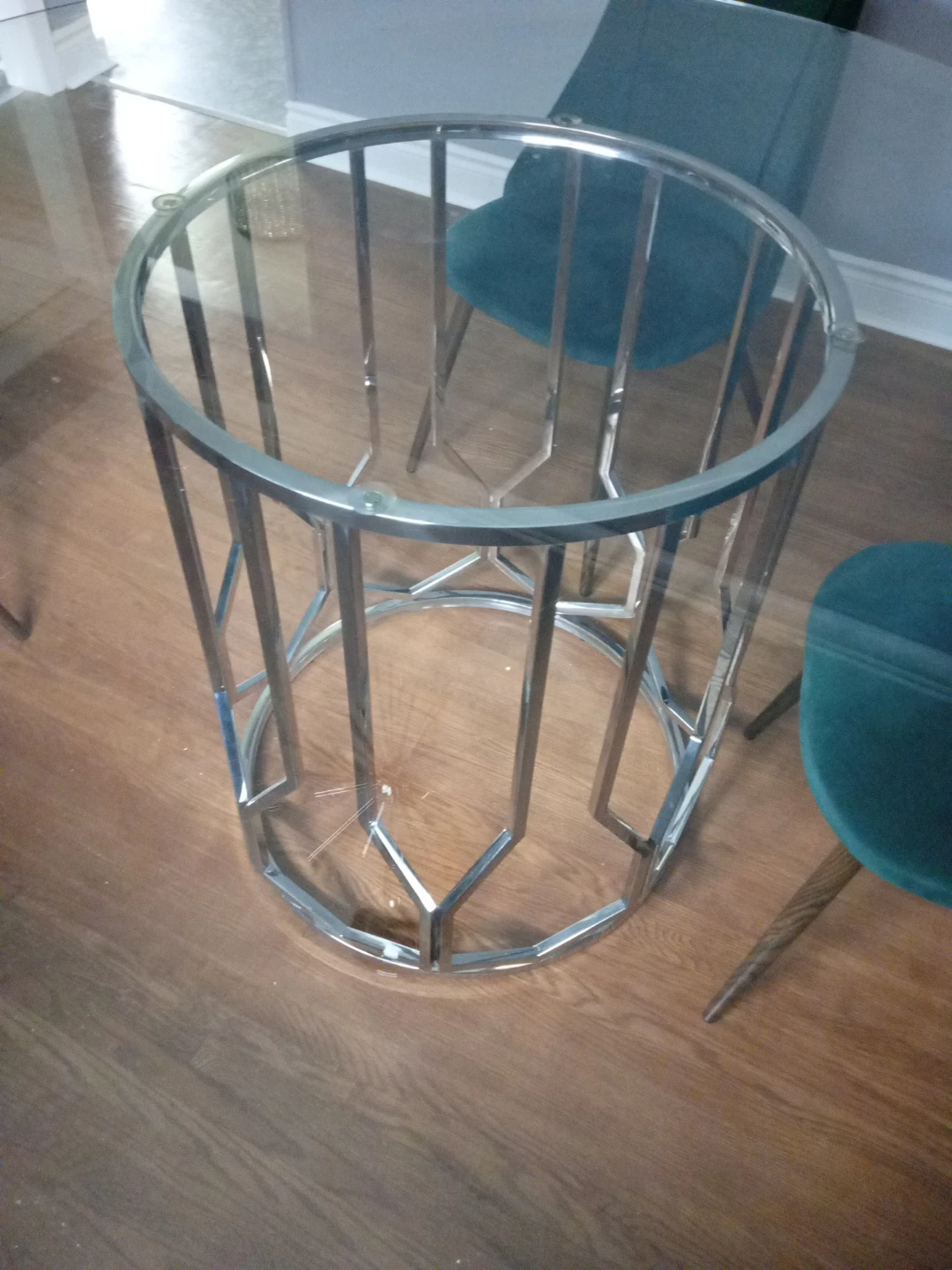 Glass Top Dining Table with 4 Green Velvet Chairs - photo 4