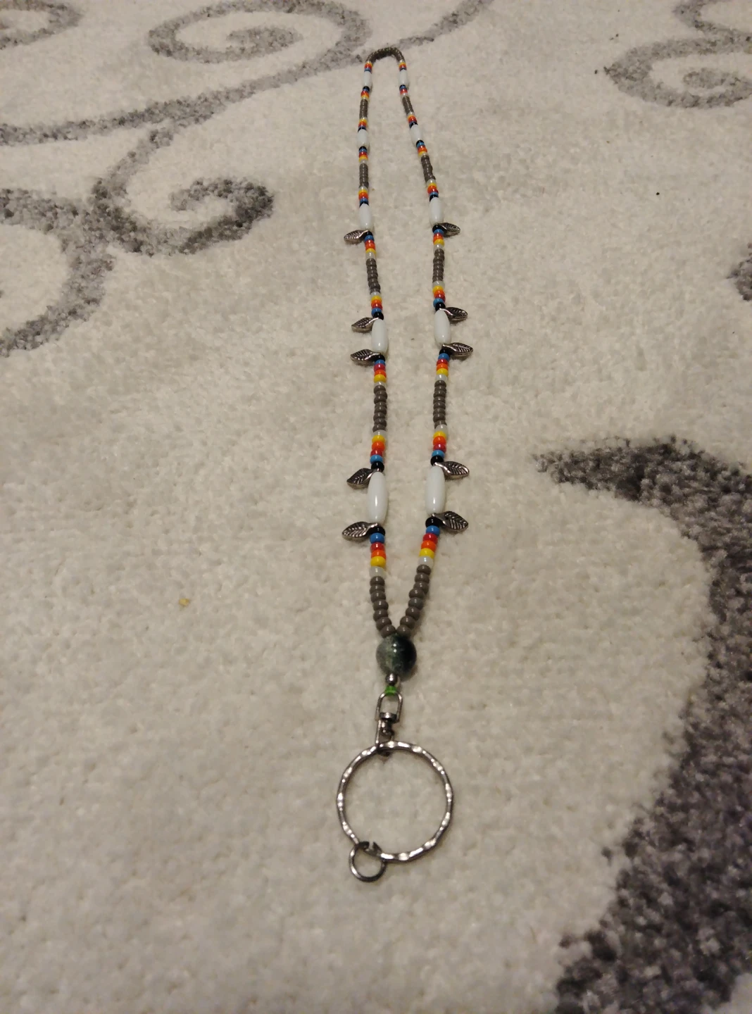 Beaded Lanyard with Keychain Ring