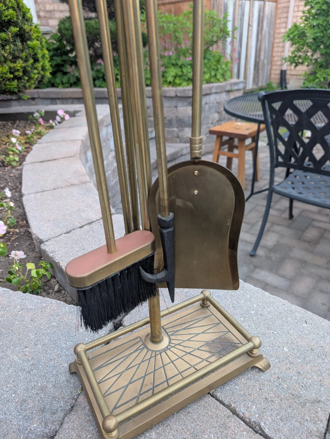 Vintage Equestrian Horse Head Brass Fireplace Tool Set - photo 3