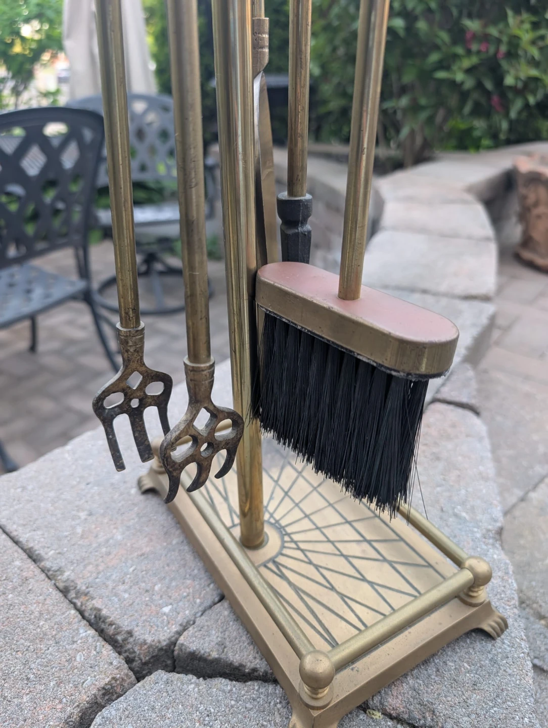 Vintage Equestrian Horse Head Brass Fireplace Tool Set - photo 4