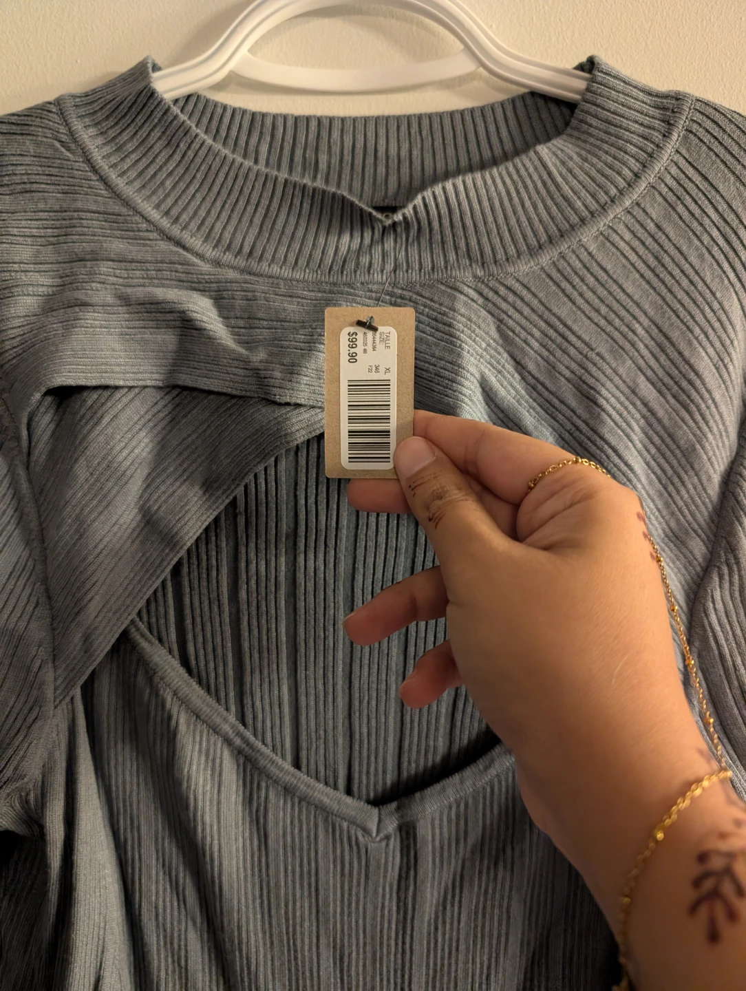 Brand NEW RW&CO. Grey Ribbed Cutout Midi Dress - XL - photo 2