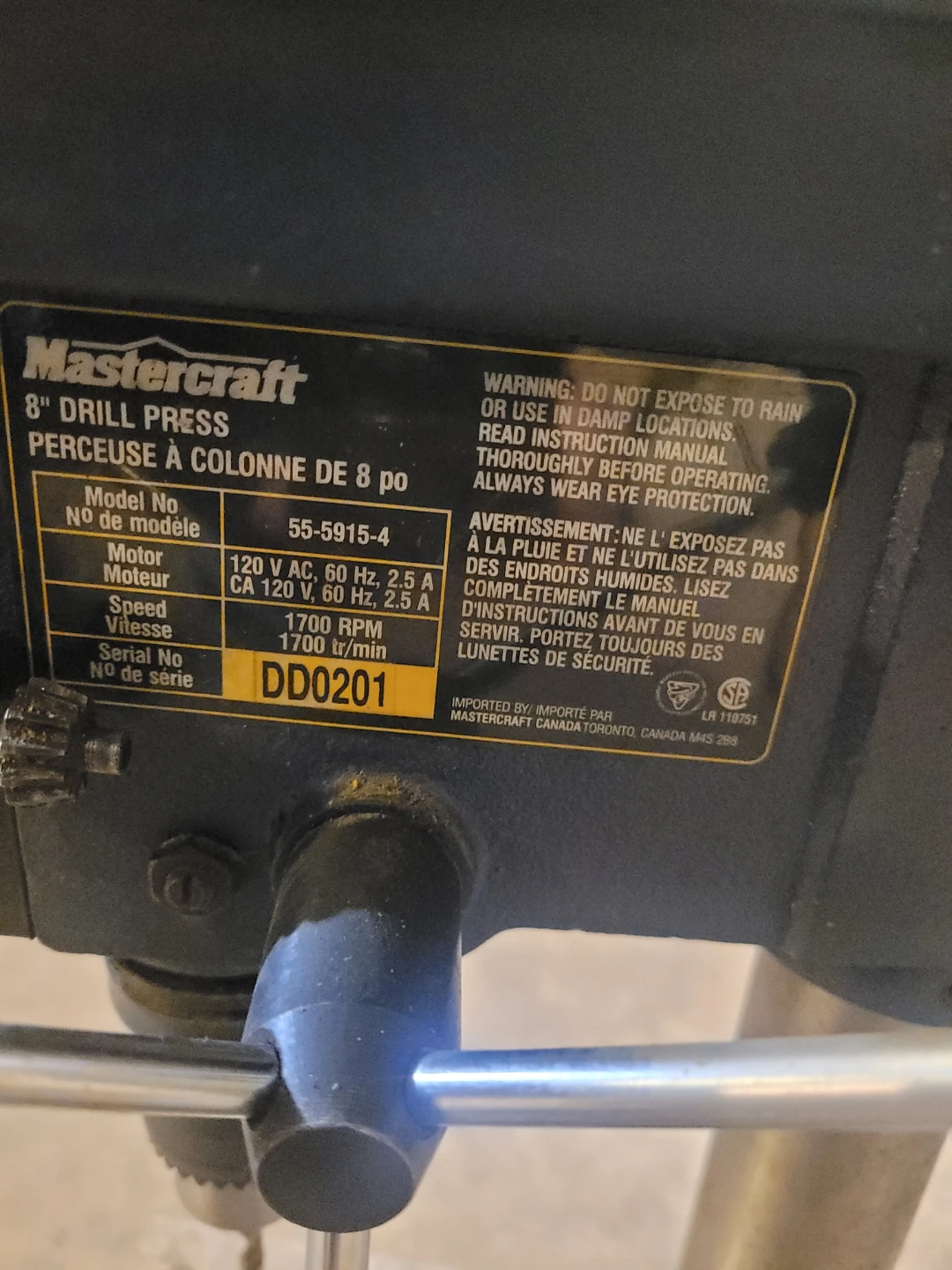Mastercraft 8" Drill Press - photo 2