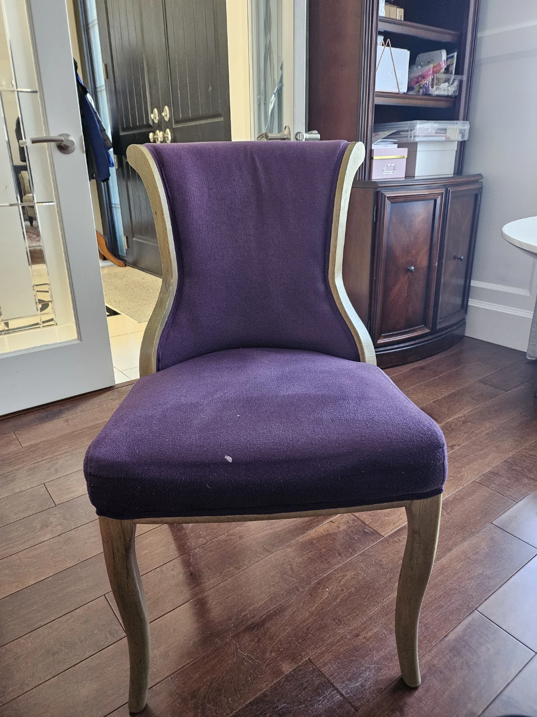 Purple Upholstered Accent / Dining Chair with Wood Legs