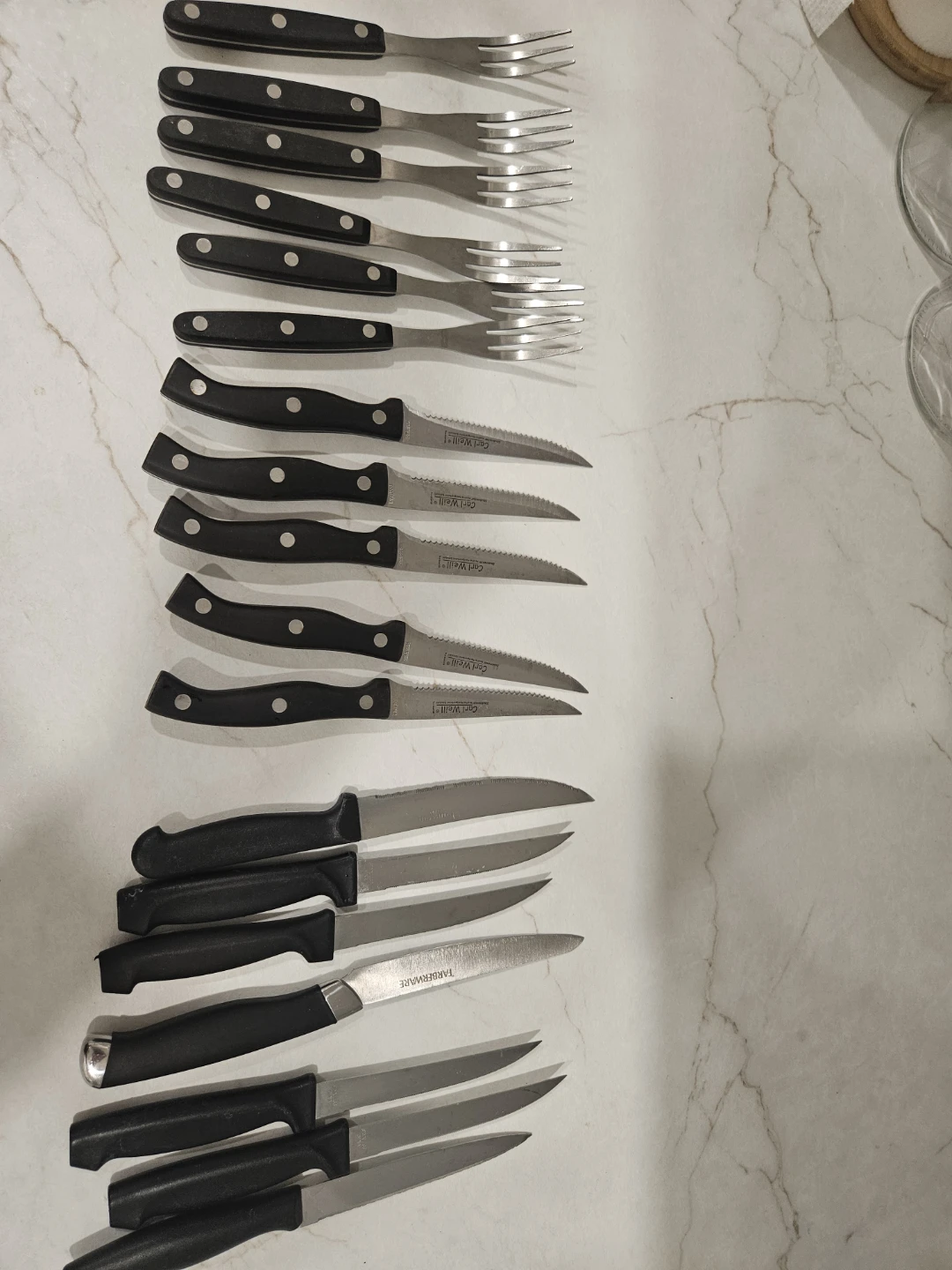 Assorted Steak Knives and Forks