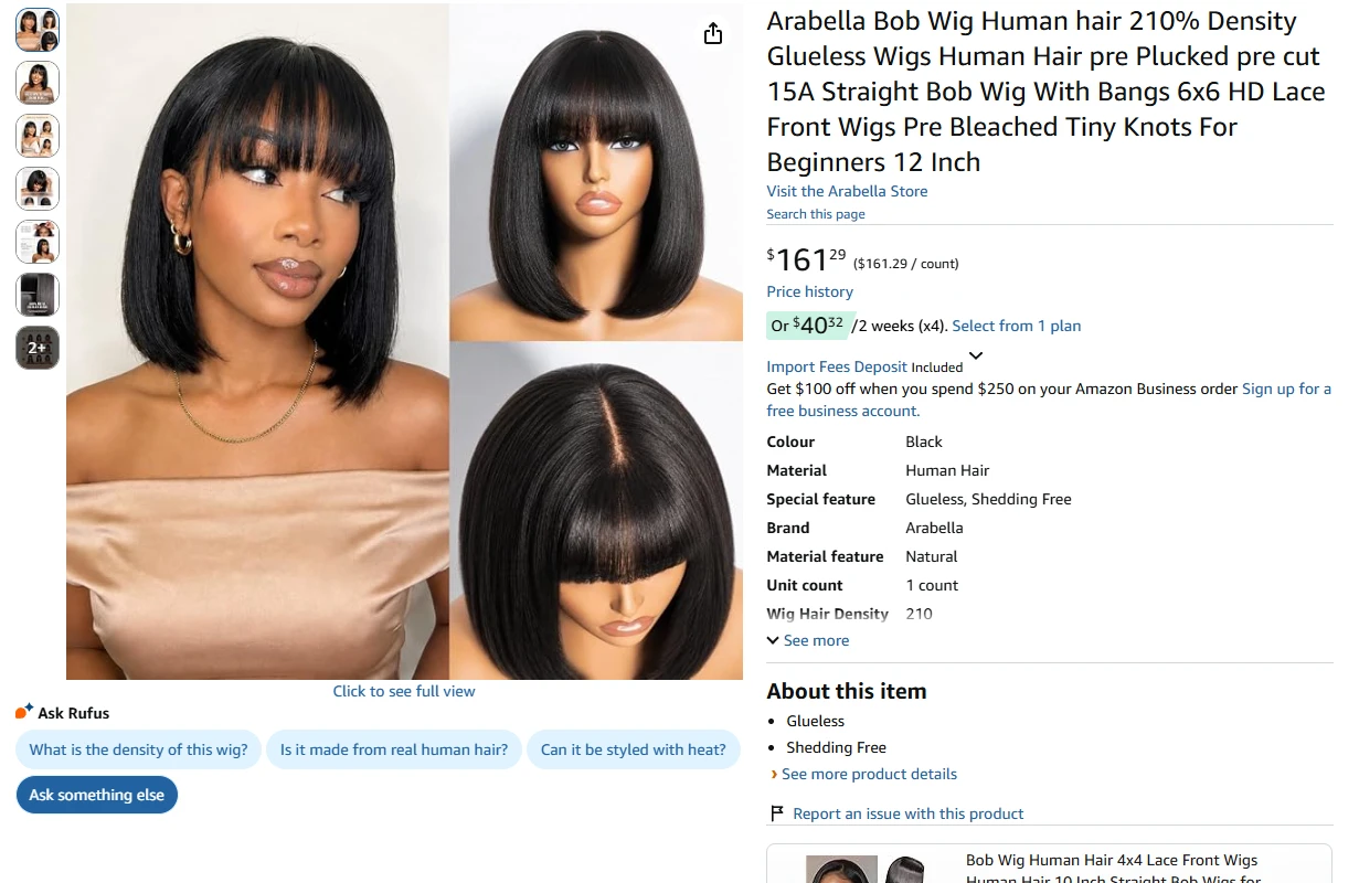 Arabella Bob Wig Human Hair 12 Inch - photo 2