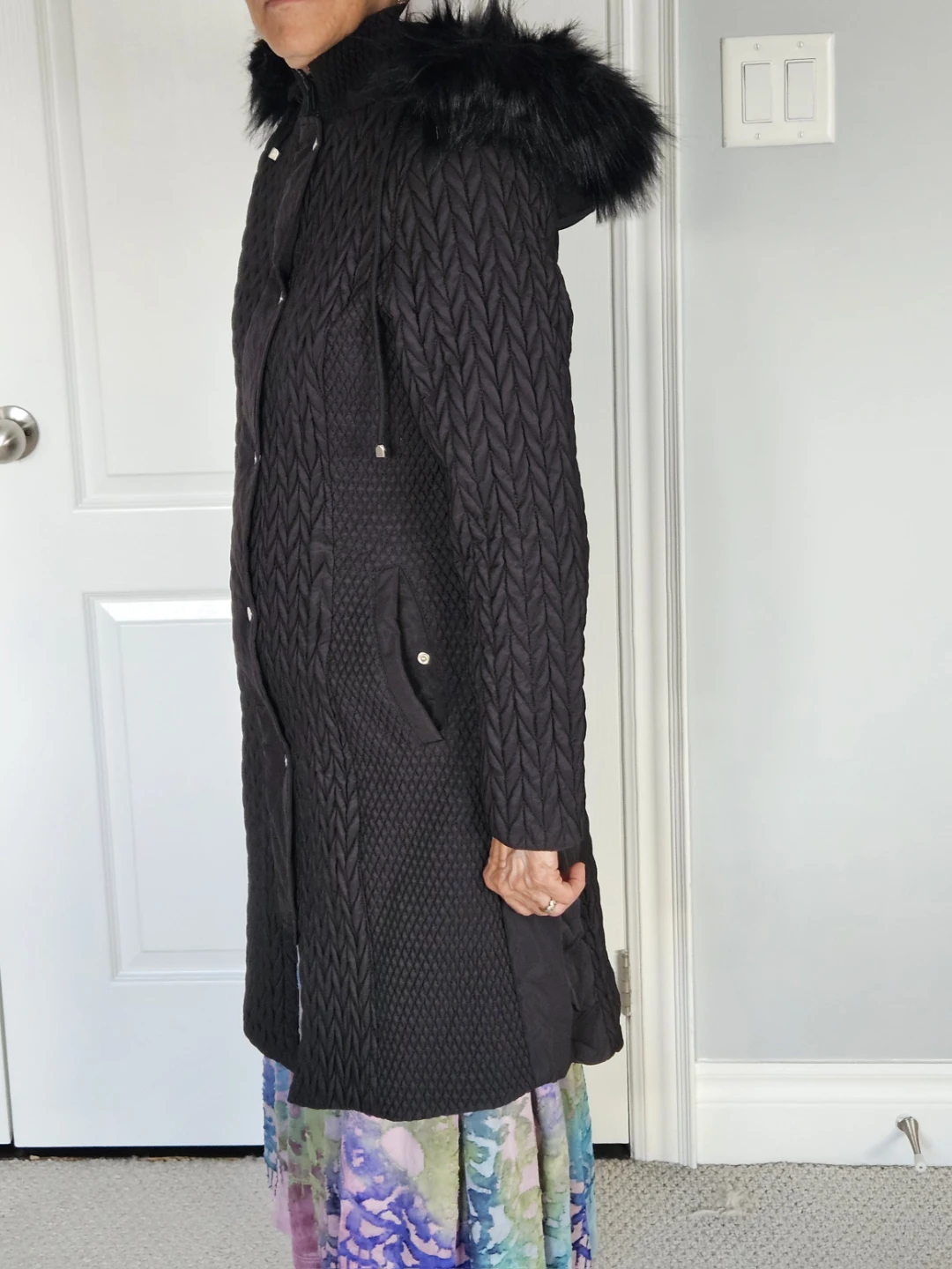 Size Small 'Today's Designer' Long Faux Fur Black Coat - photo 2