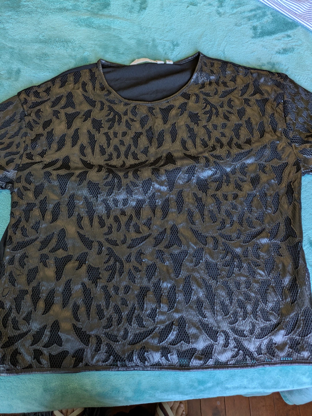 Barcia Jeans Black Lace Detail Top - Size M