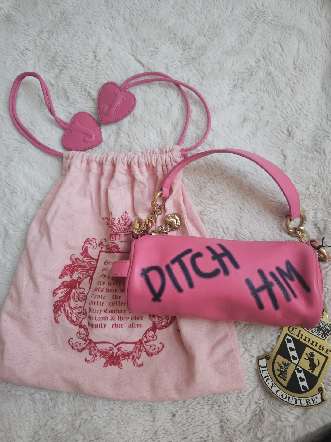 Juicy Couture Pink "Ditch Him" Cylinder Bag