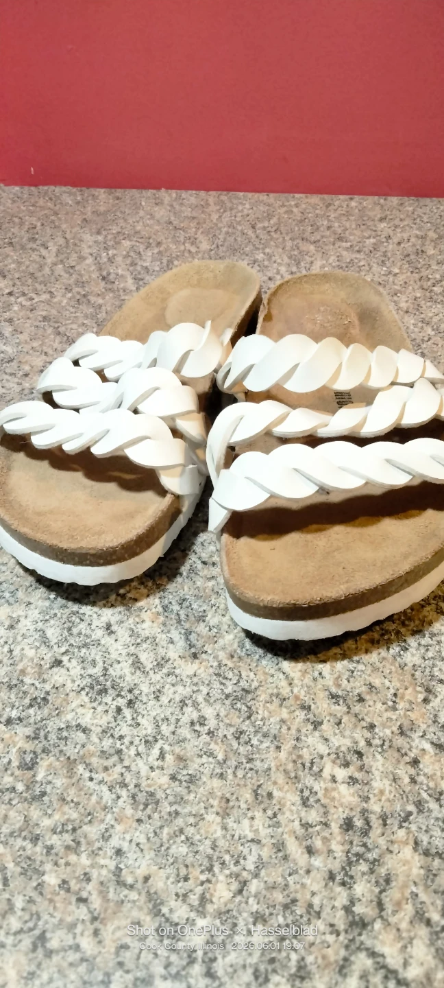 White Braided Strap Slides - photo 2