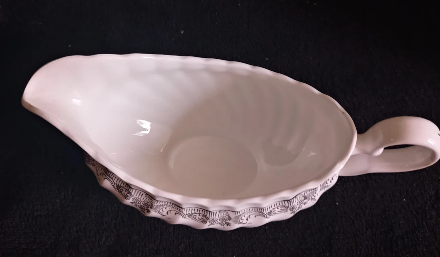 White Gravy Boat with Silver Trim⚽ - photo 2