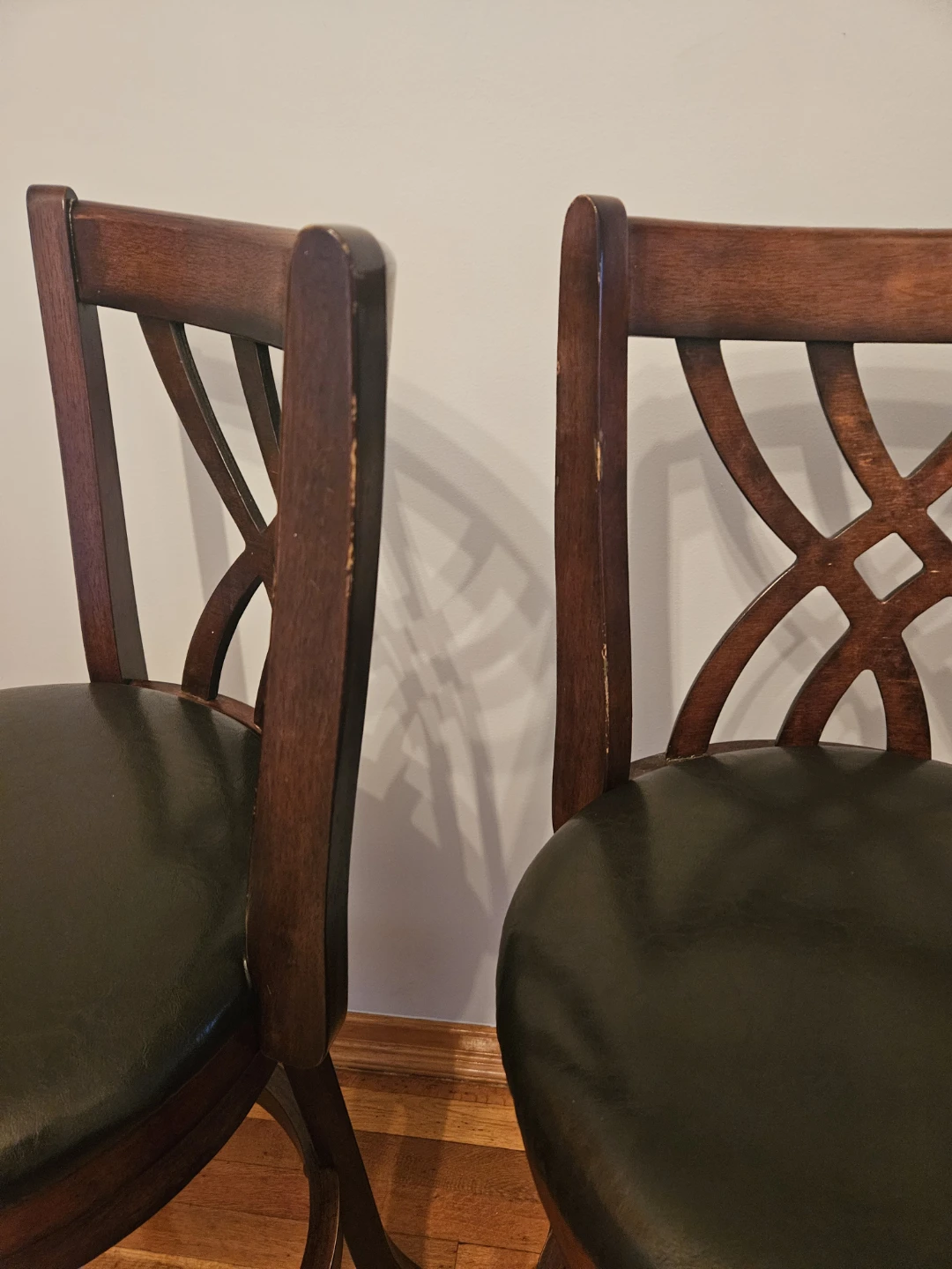 Pair of Wooden Swivel Bar Stools - photo 2