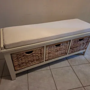 Storage Bench with 3 Wicker Baskets
