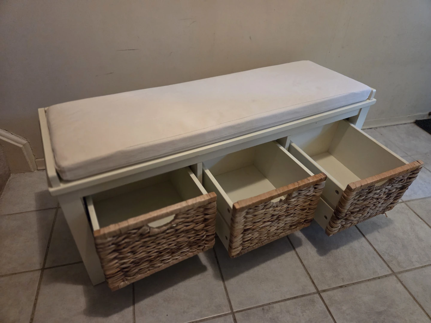 Storage Bench with 3 Wicker Baskets - photo 2