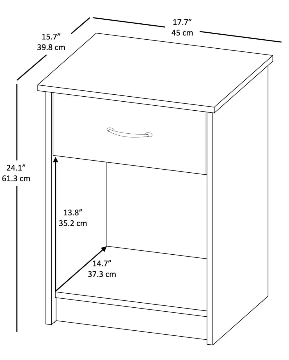 Dark Wood Nightstand with Drawer - photo 3