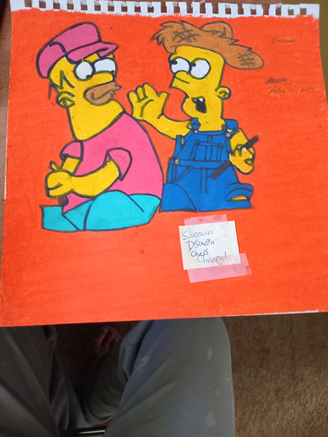 Homer and Bart Simpson Drawing by Custom Artist Sherwin