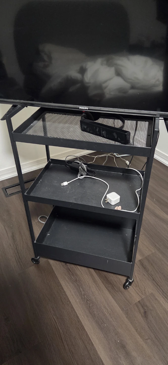 IKEA Black Metal 3-Tier Rolling Cart