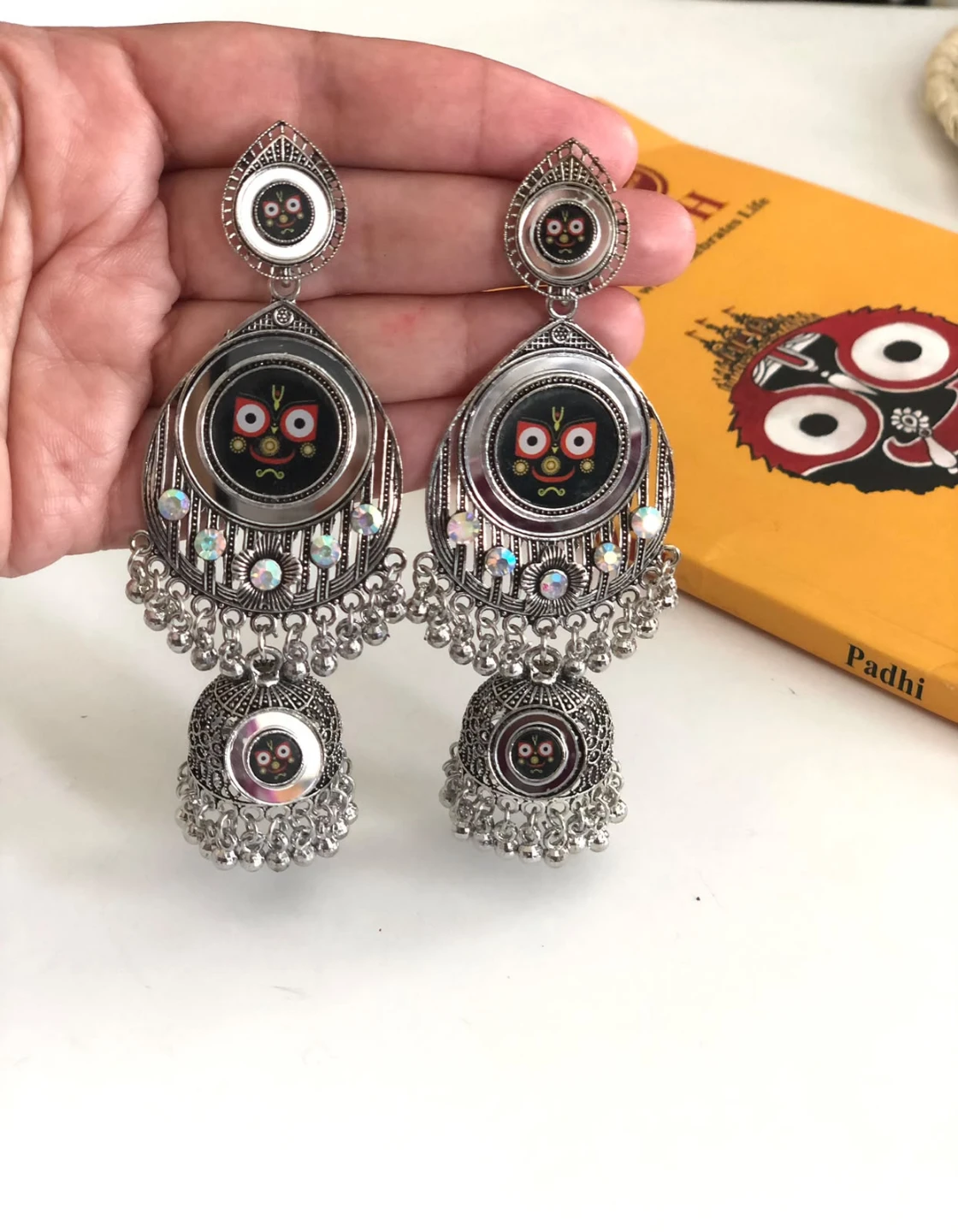 Indian Jhumka Earrings with Lord Jagannath Design