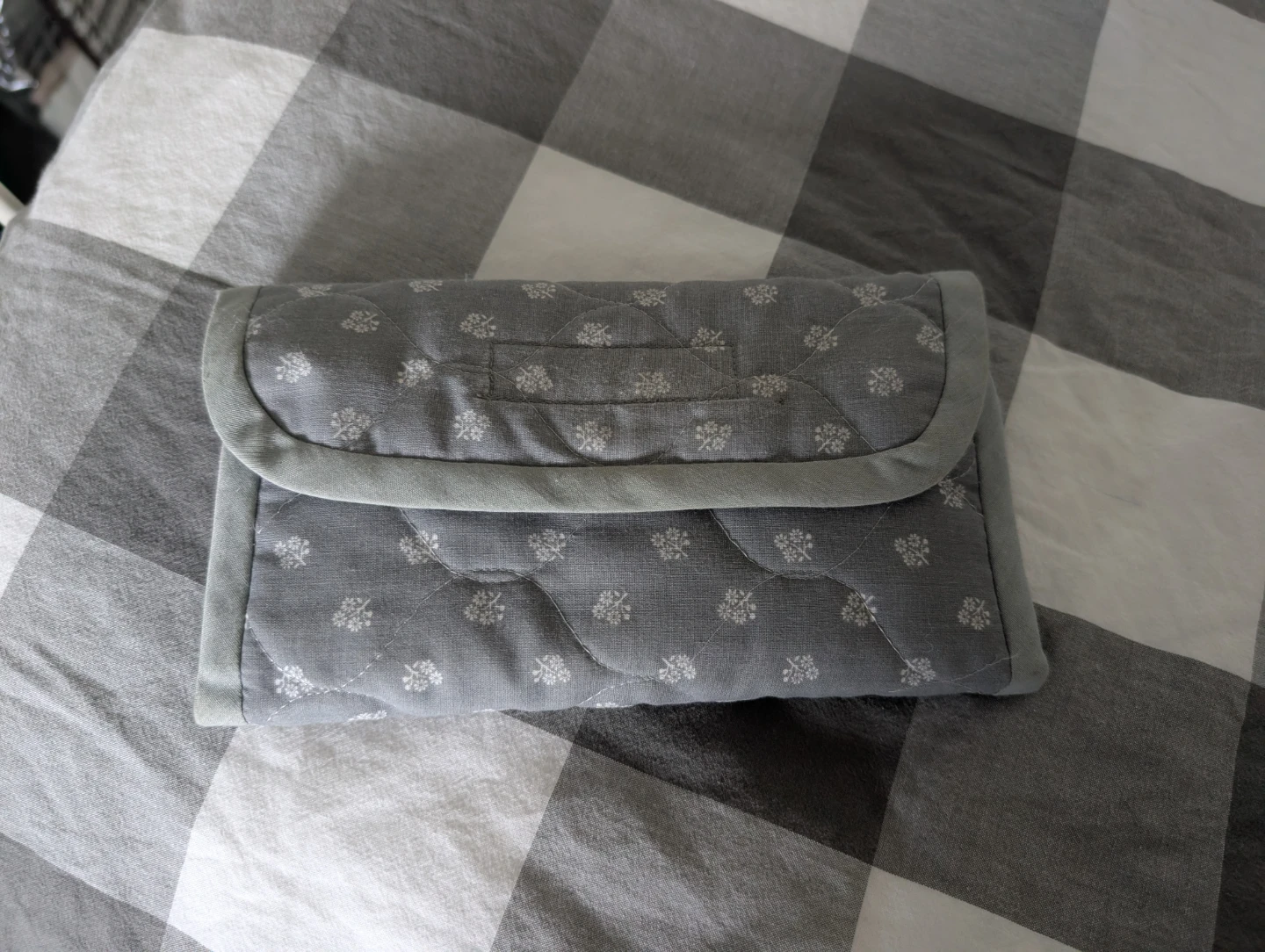 Grey Quilted Pouch with Pockets