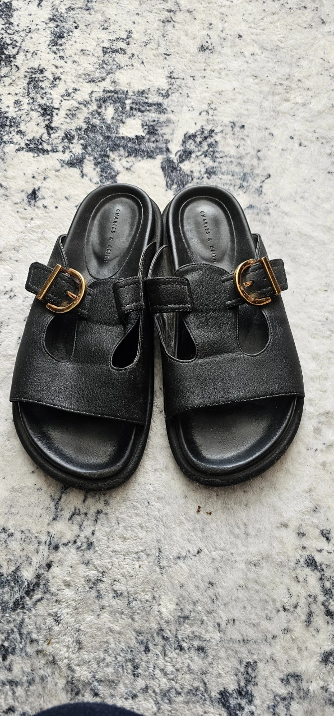 Womens Charles & Keith Black Slide Sandals  Size 8 - photo 4