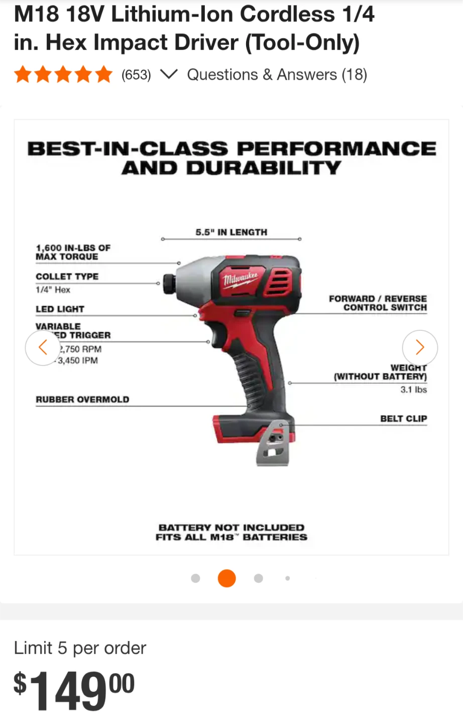 M18 Milwaukee Cordless Impact Drill Driver - photo 2