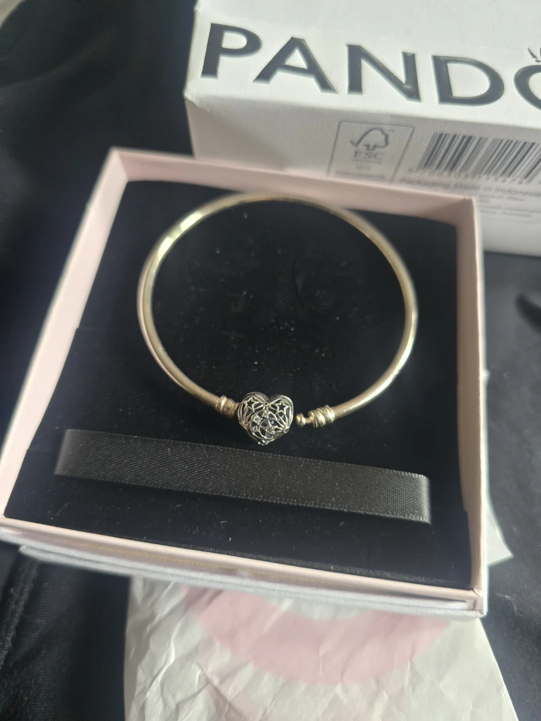 Pandora Sterling Silver Bracelet with Heart Clasp