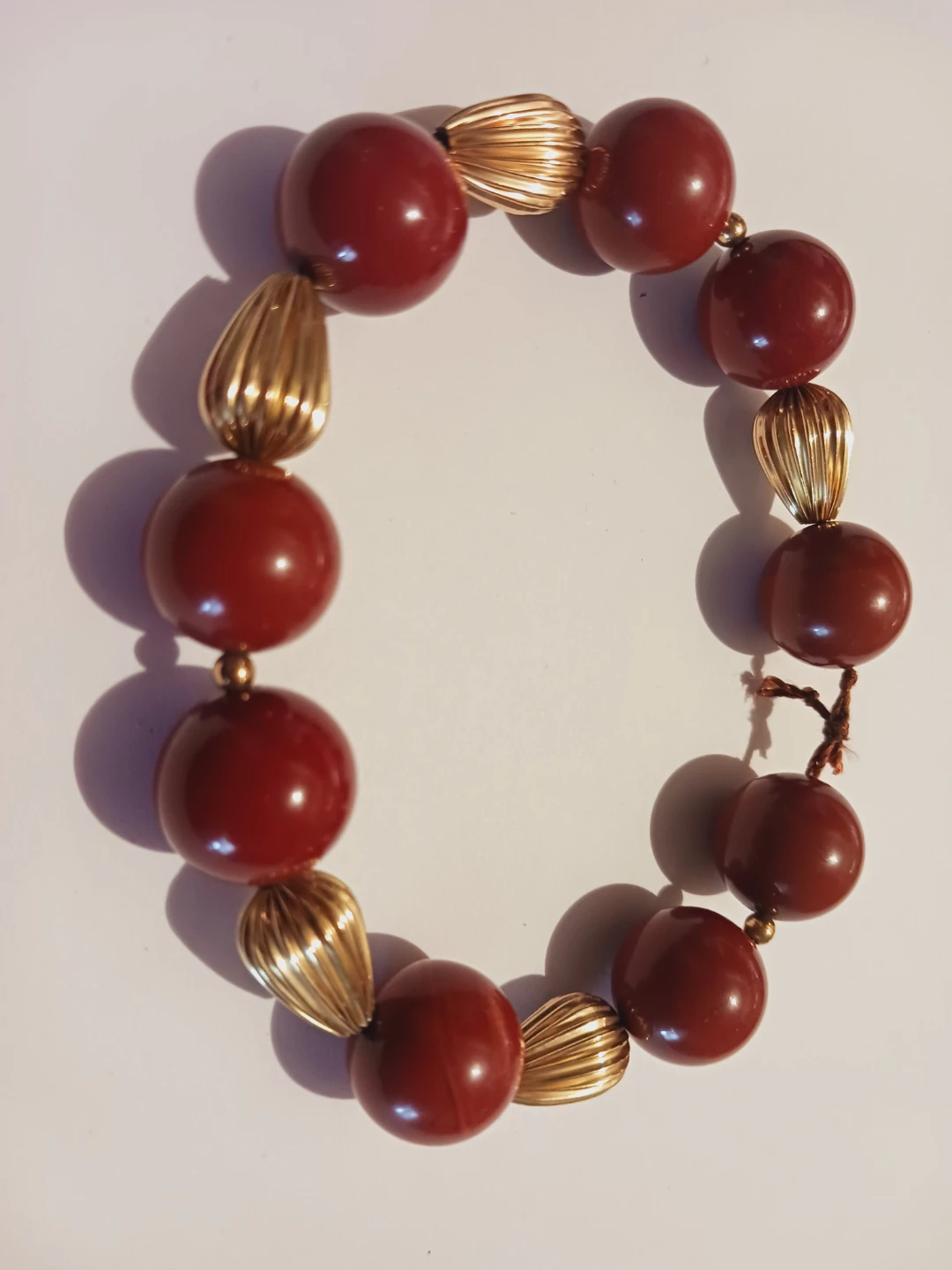 Gold Vermiel Sterling Silver & Genuine Jasper Stones Bracelet - photo 3