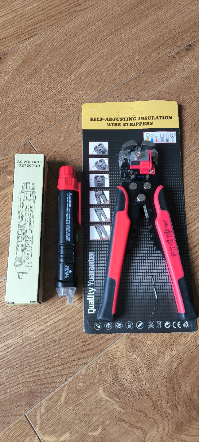 Self-Adjusting Wire Strippers and Voltage Detector Set