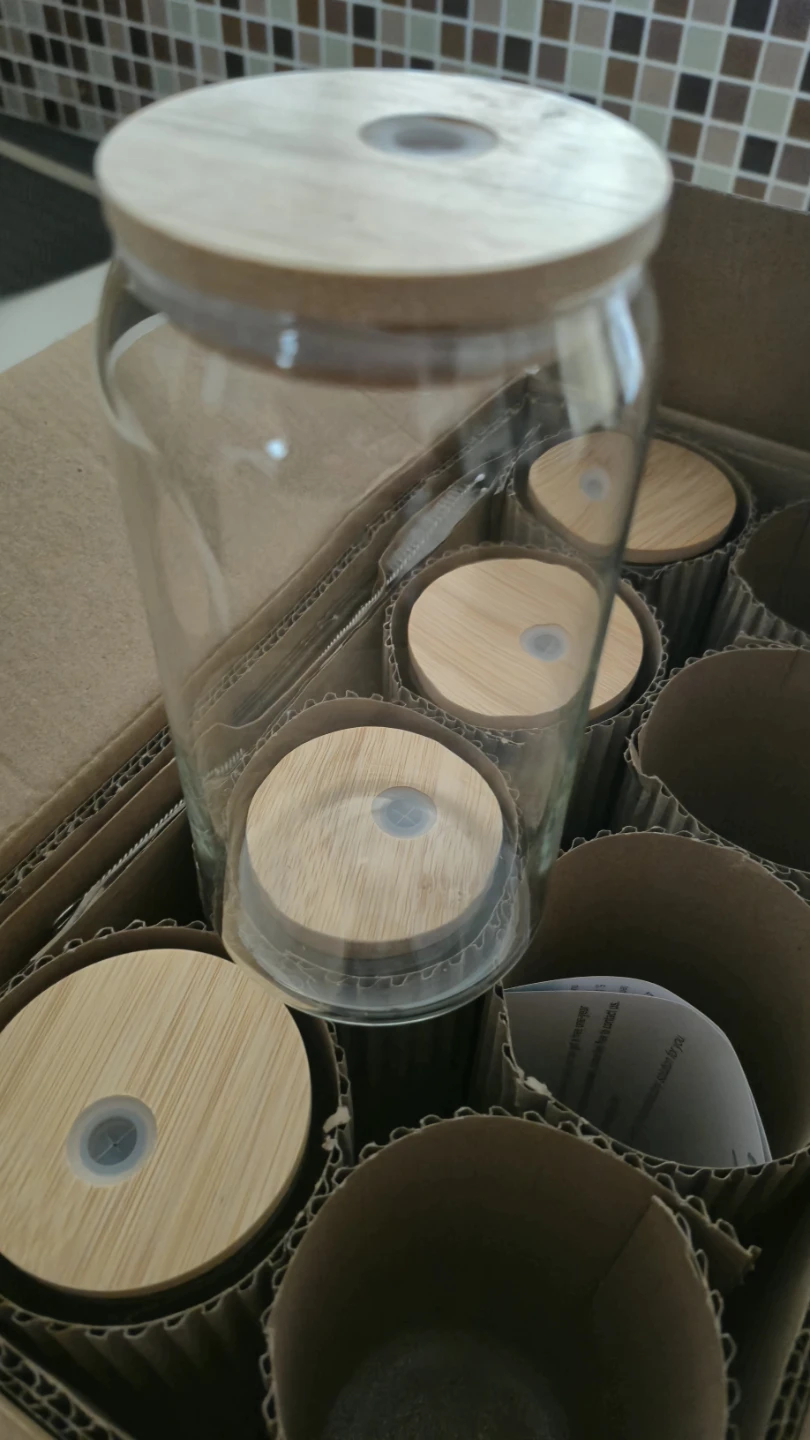 4 Can Glass Cups with Bamboo Lids 590ML/20 OZ - photo 2