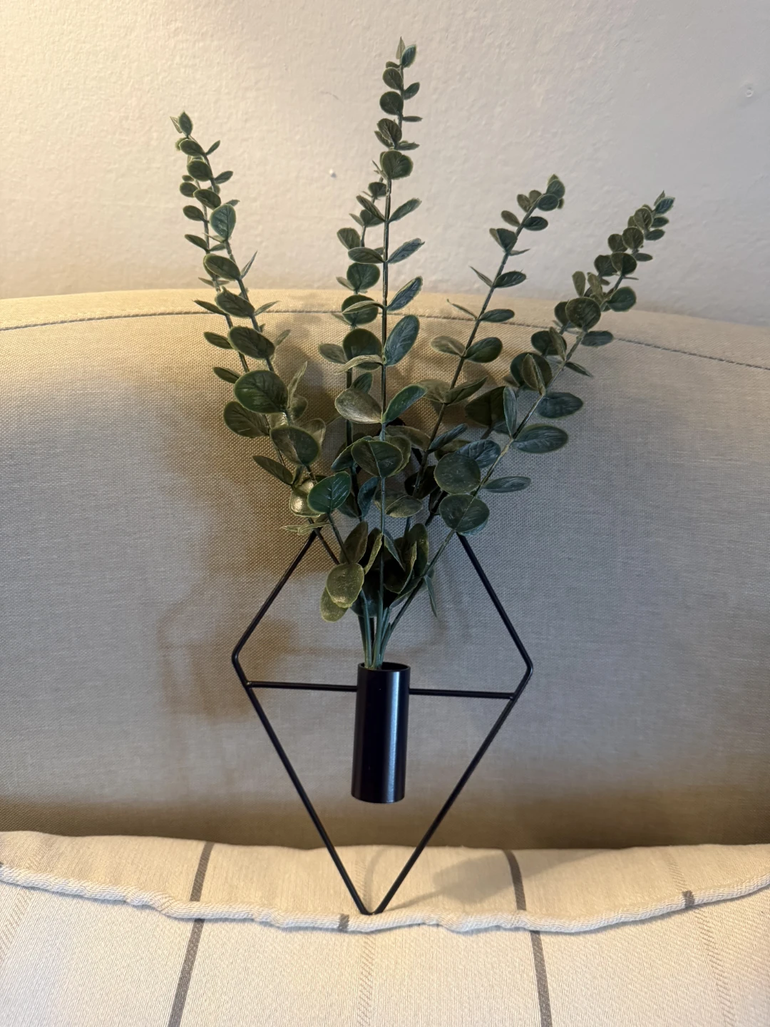 Geometric Wall Vase with Faux Eucalyptus