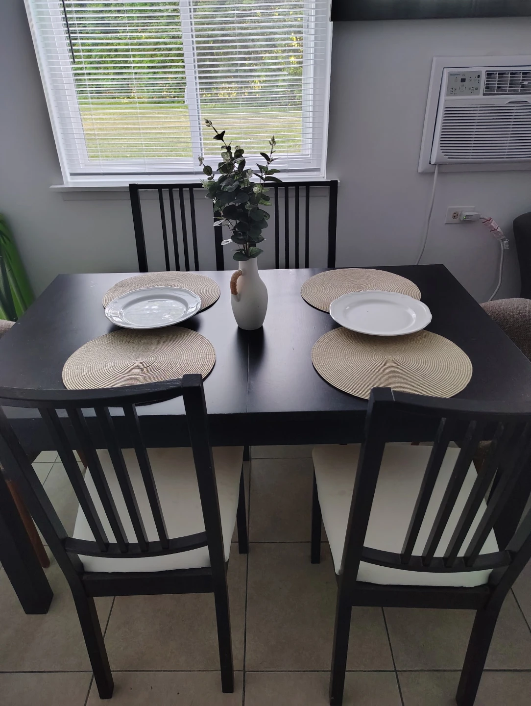 Black Dining Table with 4 Chairs