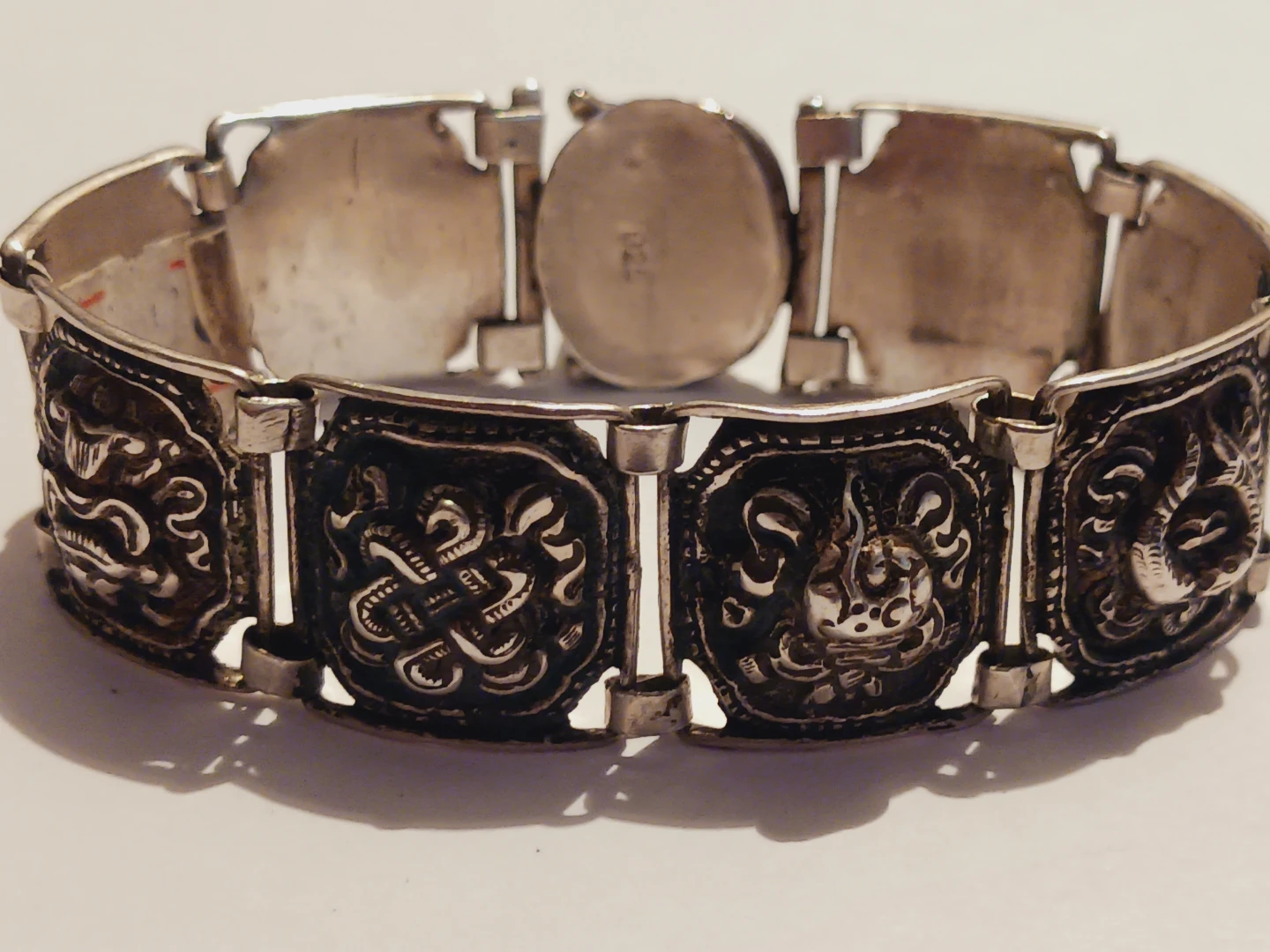 Sterling Silver 925 Tibetan Eight Auspicious Symbols Bracelet - photo 4