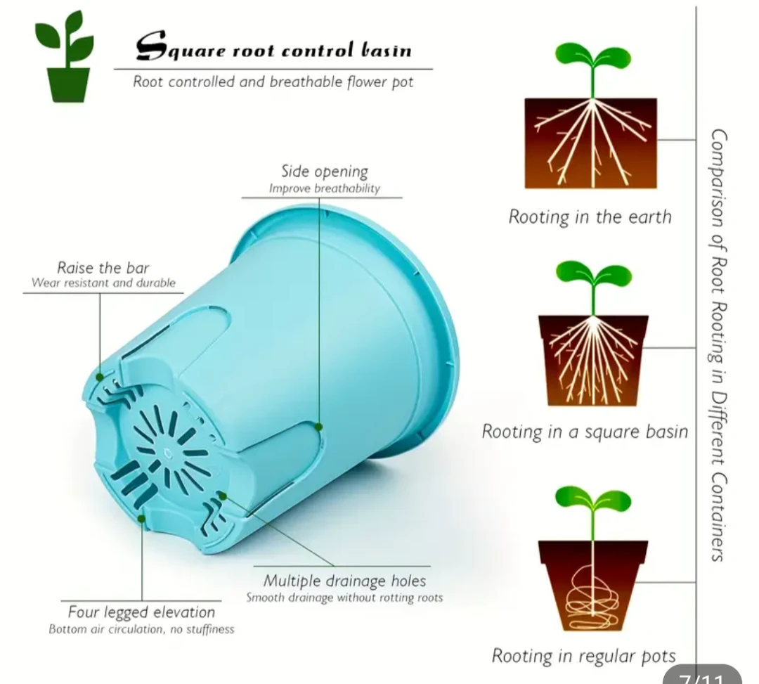 Blue Root Control Flower Pot with Saucer - photo 3
